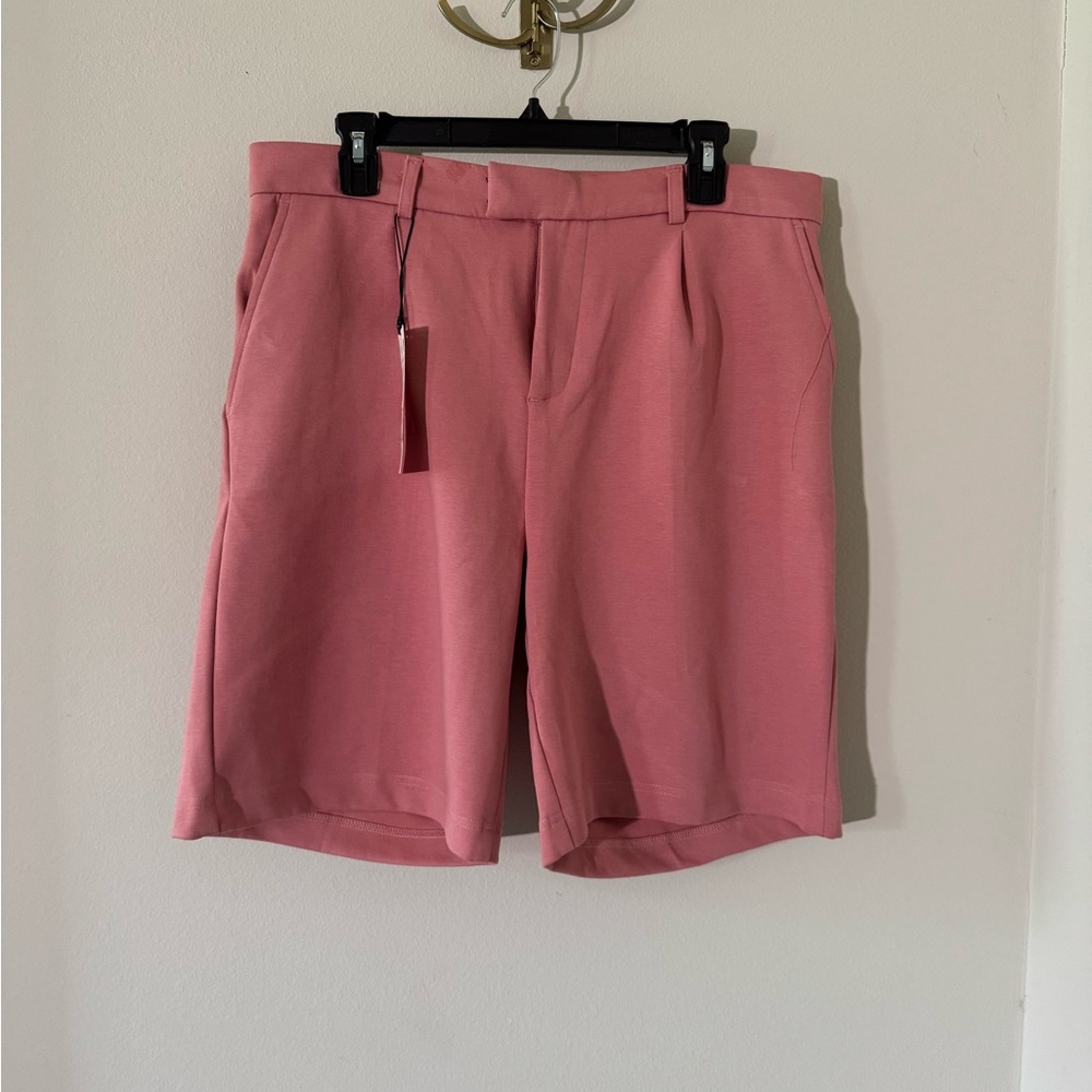 Zara Pink Bermuda Shorts Tailored Cotton Blend